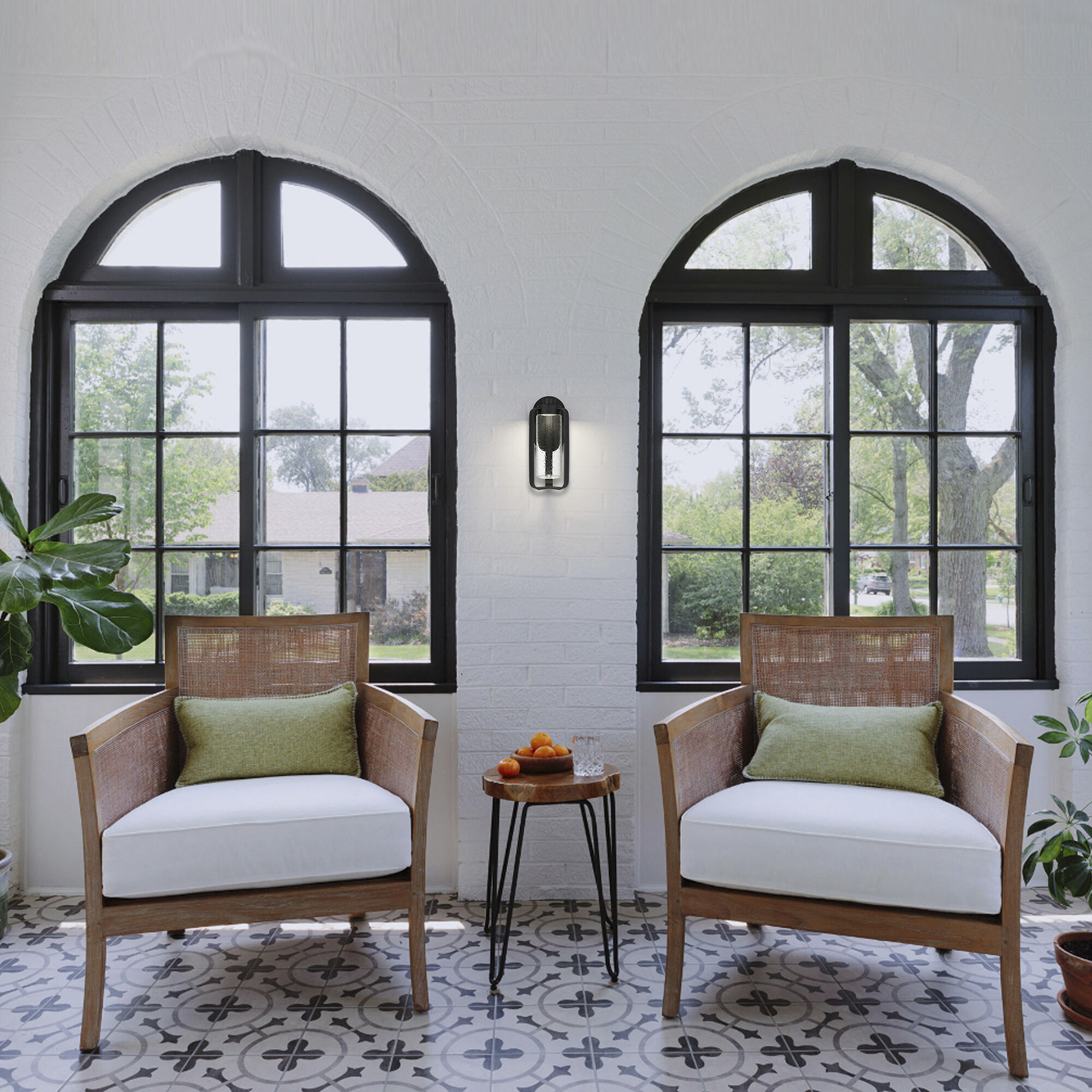 Clover LED 12 inch Sand Black Outdoor Wall Sconce